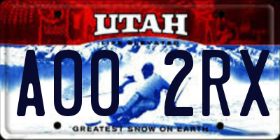 UT license plate A002RX