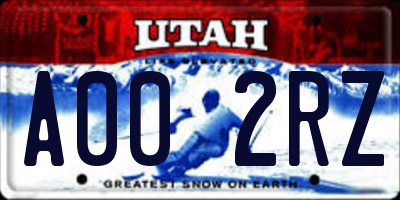 UT license plate A002RZ