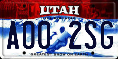 UT license plate A002SG