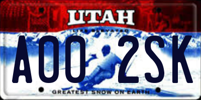 UT license plate A002SK