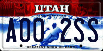 UT license plate A002SS