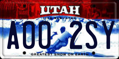 UT license plate A002SY