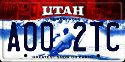 UT license plate A002TC