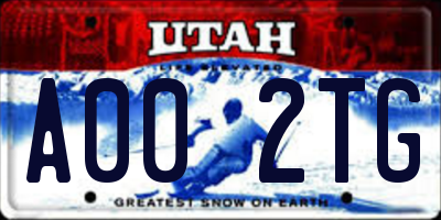 UT license plate A002TG