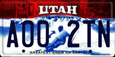 UT license plate A002TN