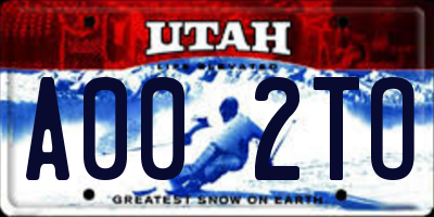 UT license plate A002TO