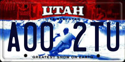 UT license plate A002TU