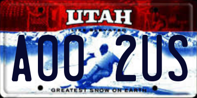 UT license plate A002US