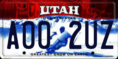 UT license plate A002UZ