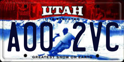 UT license plate A002VC