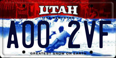 UT license plate A002VF