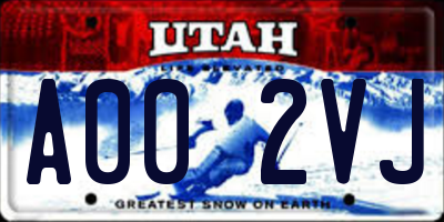 UT license plate A002VJ