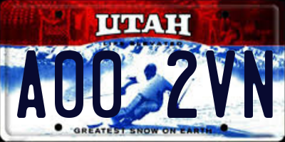 UT license plate A002VN