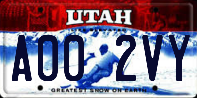 UT license plate A002VY