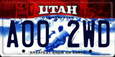 UT license plate A002WD