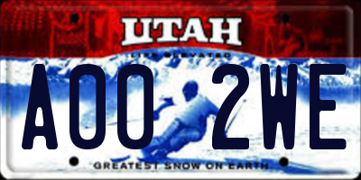 UT license plate A002WE