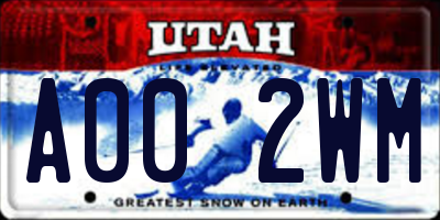 UT license plate A002WM