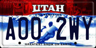 UT license plate A002WY