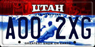 UT license plate A002XG