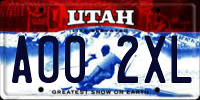 UT license plate A002XL