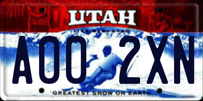 UT license plate A002XN