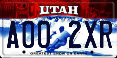 UT license plate A002XR