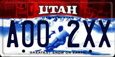 UT license plate A002XX