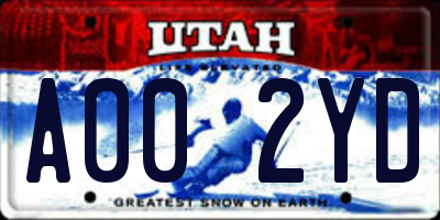 UT license plate A002YD