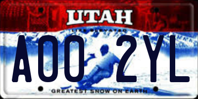 UT license plate A002YL