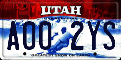 UT license plate A002YS