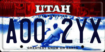 UT license plate A002YX