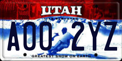 UT license plate A002YZ