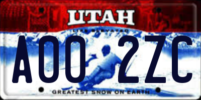 UT license plate A002ZC