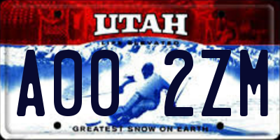 UT license plate A002ZM