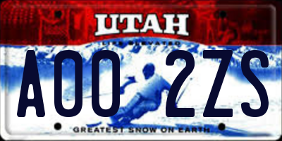 UT license plate A002ZS