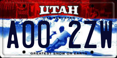 UT license plate A002ZW