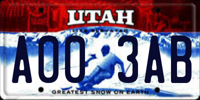 UT license plate A003AB