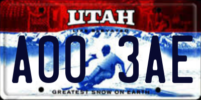 UT license plate A003AE