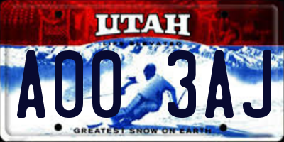 UT license plate A003AJ