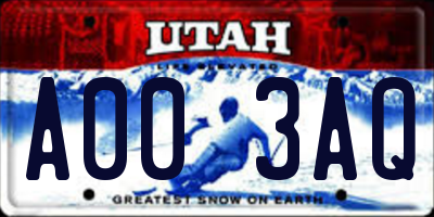 UT license plate A003AQ