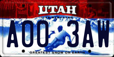 UT license plate A003AW