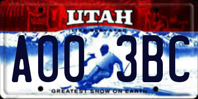 UT license plate A003BC