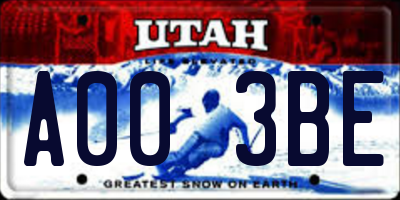 UT license plate A003BE