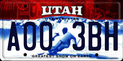 UT license plate A003BH