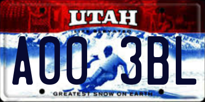 UT license plate A003BL