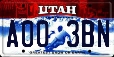 UT license plate A003BN