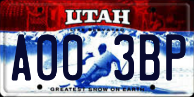 UT license plate A003BP