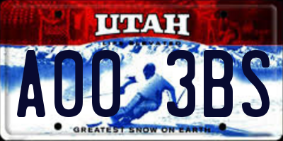 UT license plate A003BS