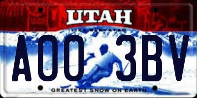 UT license plate A003BV