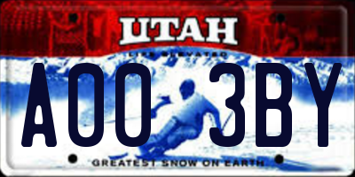 UT license plate A003BY